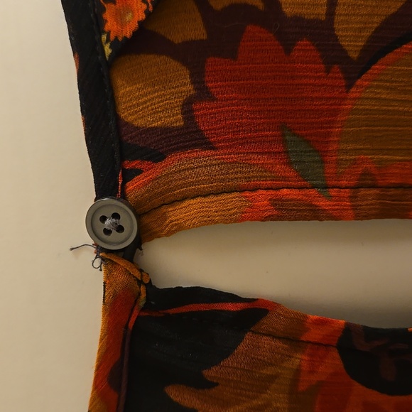 Loft black and orange floral print blouse Sz SP - Picture 6 of 9
